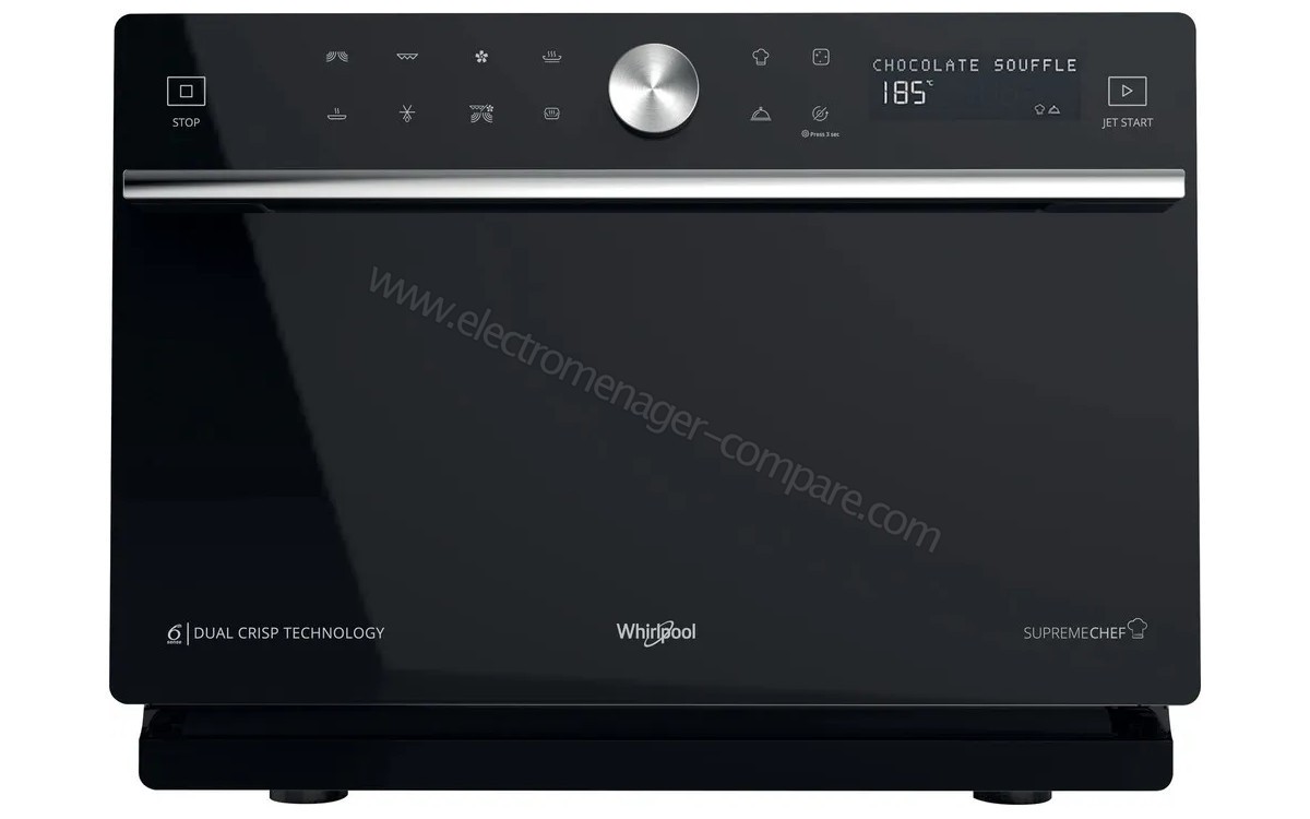 Four micro-ondes pose libre multifonction noir-inox Whirlpool 33 litres hydrolyse 6EME sens Chef menu MWSC9133SB