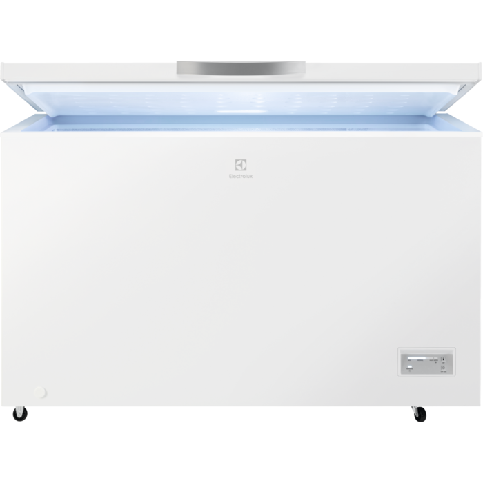 CONGELATEUR COFFRE POSE LIBRE LOW FROST FROID STATIQUE ELECTROLUX 371 Litres CLASS ENERGIE E AUTONOMIE 36h BLANC LCB3LE38W0