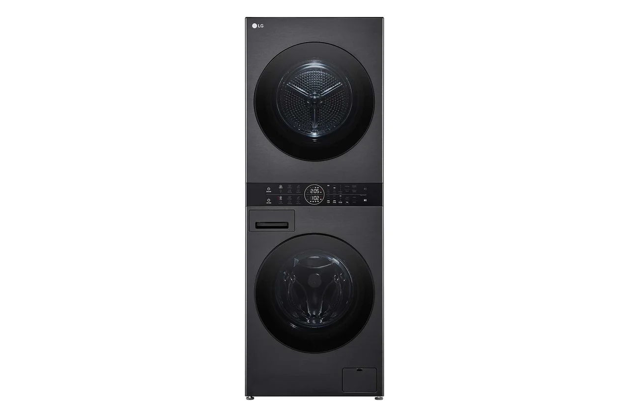 WASHTOWER COMBINE LAVE LINGE - SECHE LINGE POSE LIBRE 12kg/10kg LG COUL NOIR TurboWash 360° ThinQ CLASS A F214WT8P