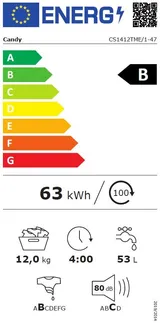 Lave-linge Front CANDY - CS1412TME/1-47 - 2