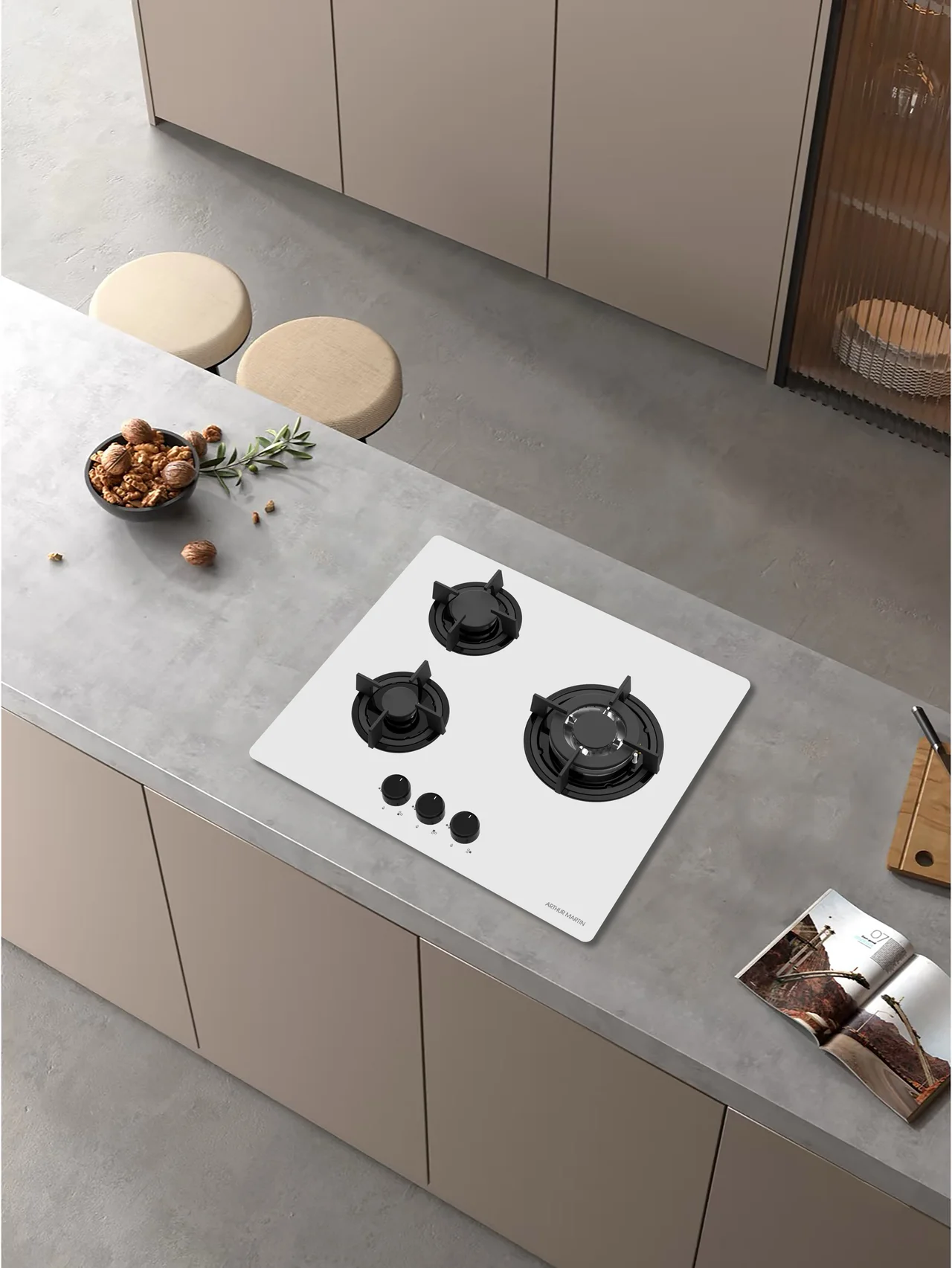 Table de Cuisson 3 Feux Gaz Blanche A.MARTIN AMPGC13500GW