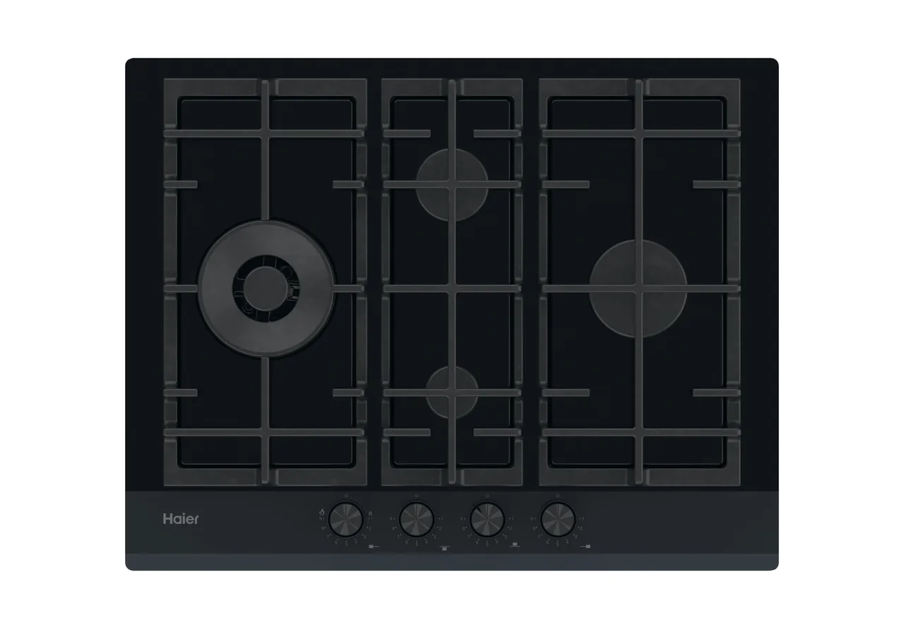 Table de cuisson Verre Noire 4 Feux Gaz HAIER HAVG5D4HB
